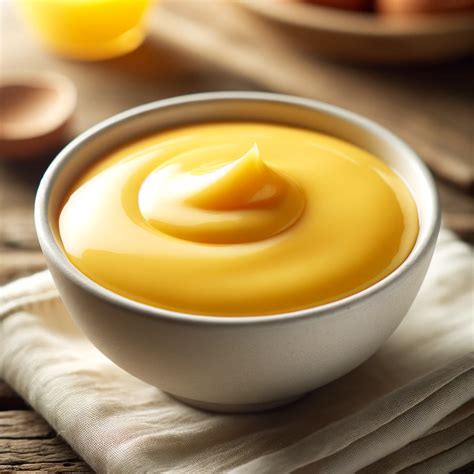 Una ciotola di crema pasticcera appena fatta, lucida e invitante