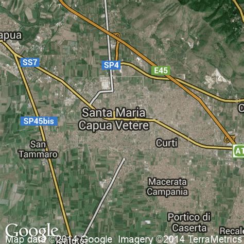 Mappa di Santa Maria Capua Vetere con evidenziate le fermate degli autobus vicine alla Cremeria e Surgelati Mediterranea