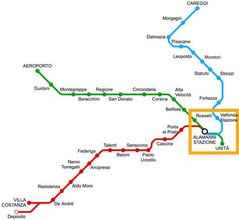 Schema delle linee ferroviarie della Campania con evidenziata la stazione di Santa Maria Capua Vetere
