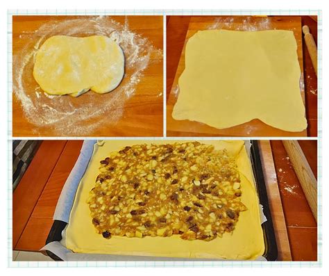 impasto steso con ripieno di mele pronto per essere intrecciato