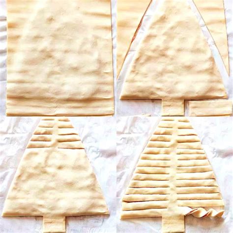 Dettaglio dei tagli per creare i rami dell'albero di pasta sfoglia