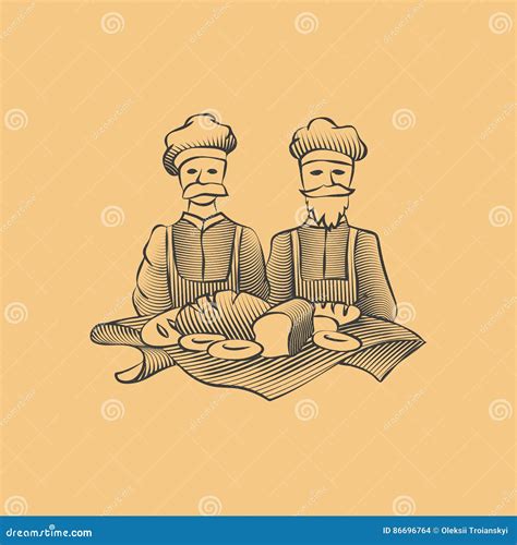Illustrazione storica di panettieri che preparano dolci