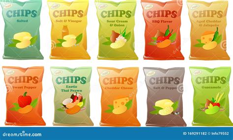 Immagine di vari sacchetti di patatine chips con diversi gusti