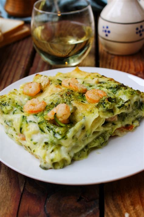 Lasagne al forno con zucchine e gamberetti