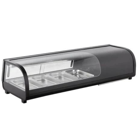 Vetrina refrigerata per sushi con diverse tipologie di sushi esposte