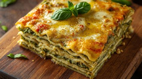 Immagine di una lasagne raw vegana assemblata in porzioni individuali