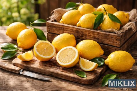 Limoni biologici freschi su un tagliere di legno