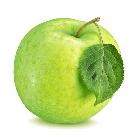 Una mela intera con una foglia verde