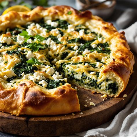 Torta salata con spinaci e pinoli in una teglia