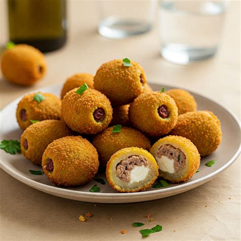 Olive ascolane impiattate con salsa