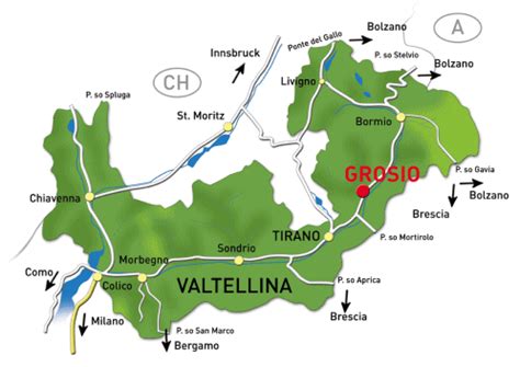 Mappa della Valtellina con evidenziata la zona di produzione della Bresaola