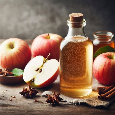 Bicchiere d'acqua con aceto di mele e una mela