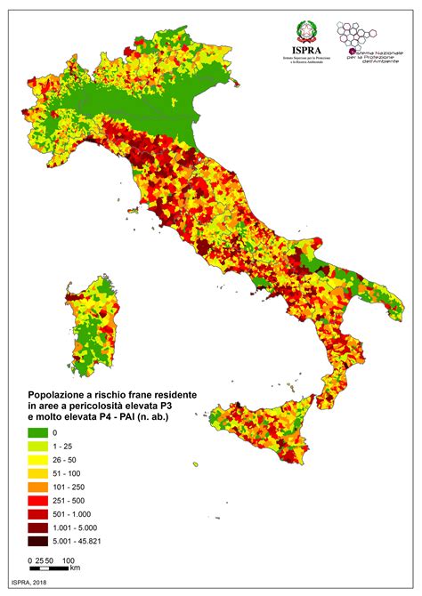 Mappa che illustra le zone a rischio idrogeologico in Valtellina