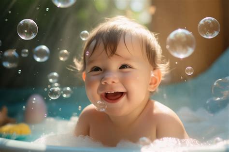 Neonato che fa il bagno