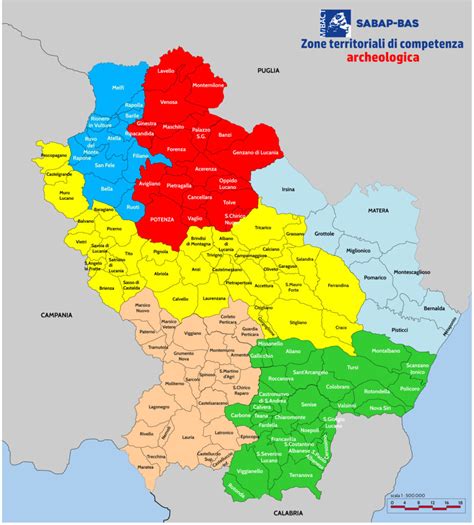 Mappa della Basilicata con evidenziati i comuni di Avigliano e Montalbano Jonico