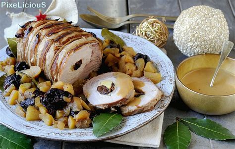 Arista di maiale con prugne e mele al forno