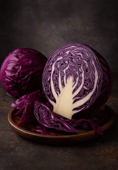 Cavolo rosso fresco con foglie vibranti