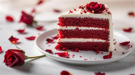 Una fetta di Red Velvet Cake con frosting