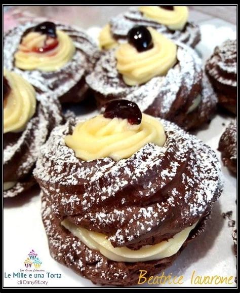 Zeppole di San Giuseppe con crema pasticcera e amarena
