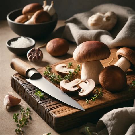 Funghi porcini freschi su un tagliere di legno