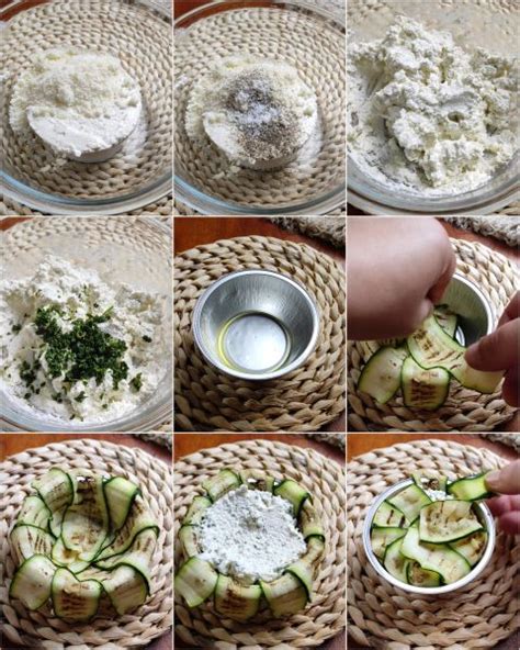 Ingredienti per tortini di zucchine disposti su un piano di lavoro