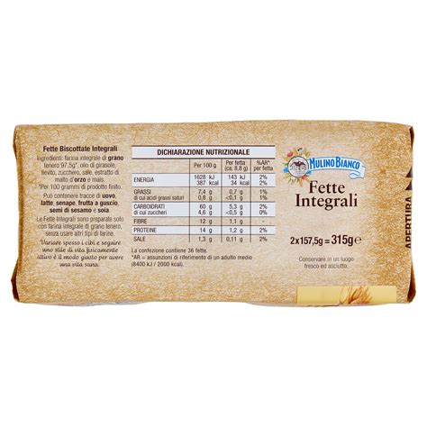 grafico nutrizionale fette biscottate