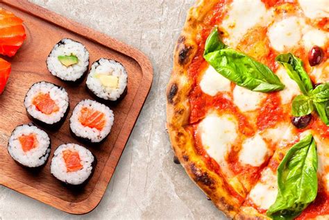 Infografica: sushi vs pizza a dieta