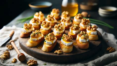 Formaggio di capra servito con miele e noci