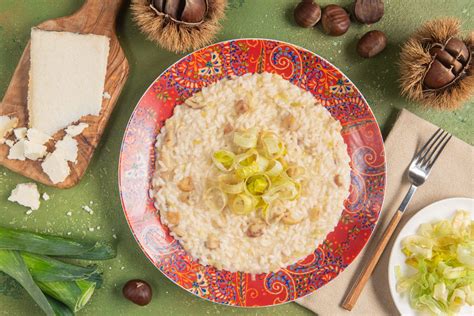 Ingredienti per risotto Castelmagno e castagne