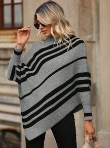 Esempio di maglione con maniche a pipistrello realizzate a righe