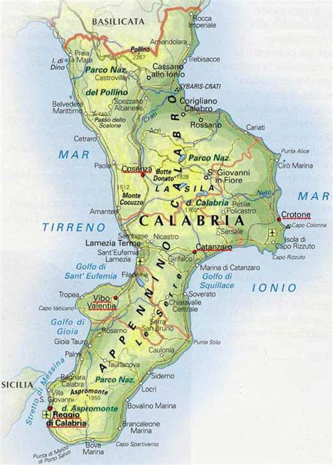 Mappa della Calabria con evidenziata Spilinga