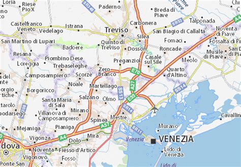 Mappa di Mogliano Veneto con indicazione di Piazza Caduti