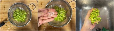 Zucchine grattugiate e strizzate in un colino