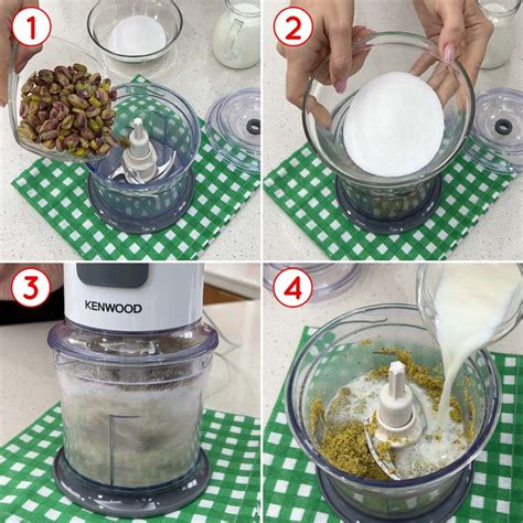Processo di frullatura dei pistacchi in un mixer