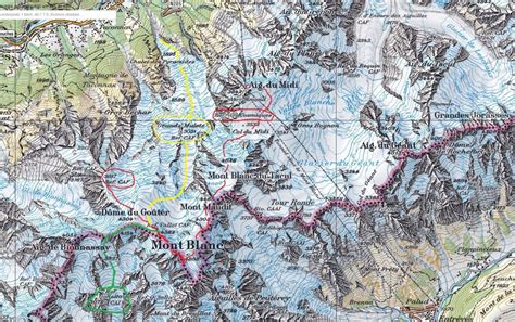 Mappa del Monte Bianco con indicata la Capanna Vallot