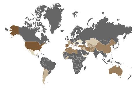 Mappa che mostra la distribuzione geografica della produzione di mandorle a livello mondiale