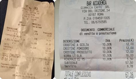 Scontrino del bar