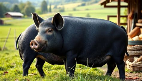 Un suino di razza Nero Piemontese che pascola in un ambiente naturale