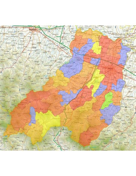 Mappa della provincia di Parma con evidenziate le zone montane e pianeggianti