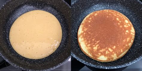padella con pancake in cottura