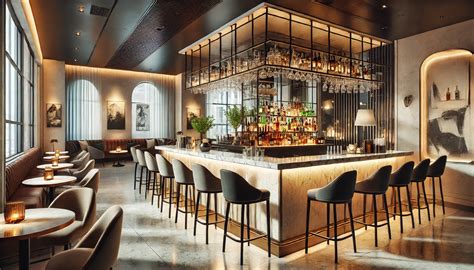 Interno di un bistrot elegante con opere d'arte alle pareti