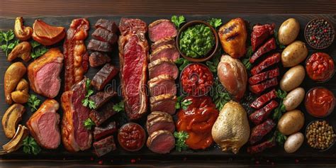 Banqueting table with various cuts of meat