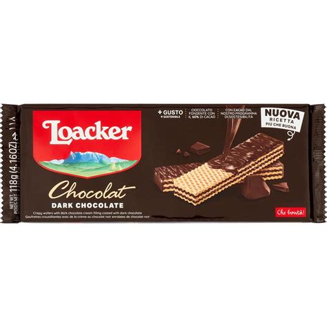 Immagine di wafer Loacker al cioccolato fondente impilati