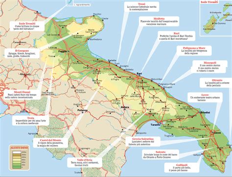Mappa della Puglia che evidenzia Polignano a Mare e altre zone costiere