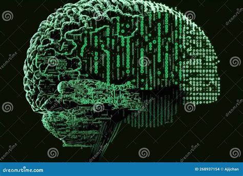 Illustrazione futuristica di un cervello digitale che genera immagini complesse