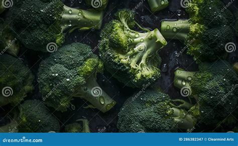 Broccoli freschi con gocce d'acqua