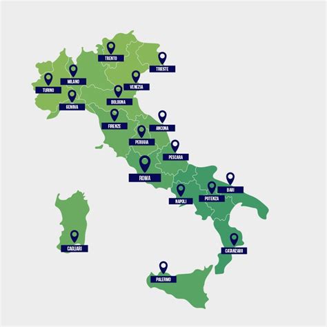 mappa Italia con posti docenti per regione
