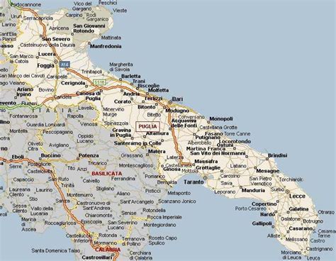 Mappa della Puglia con evidenziata l'area di origine della cultivar Coratina