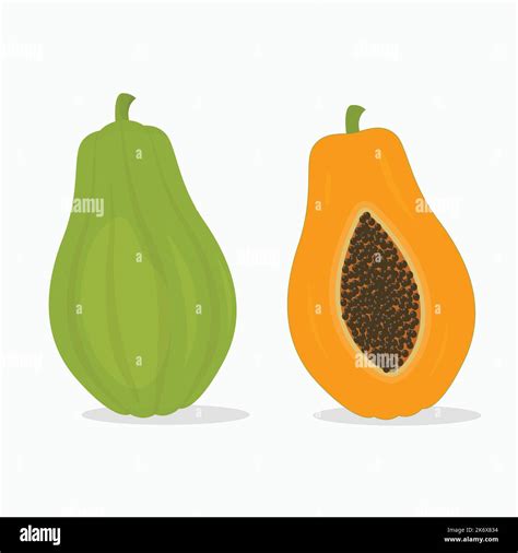 Frutta tropicale papaya intera e tagliata a metà
