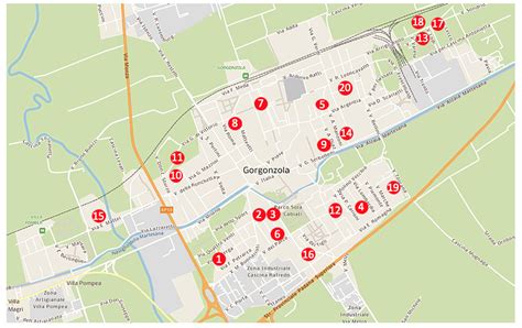 Mappa di Gorgonzola con evidenziate le zone residenziali